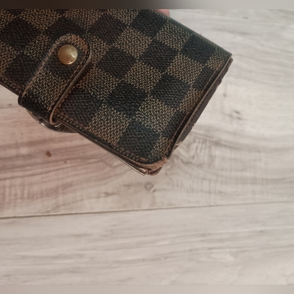 Auth Louis Vuitton LV Damier Vienois Wallet w/ Gold Fittings Canvas Brown - Picture 6 of 16